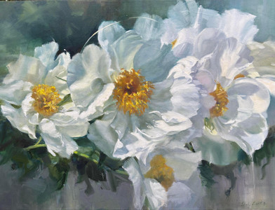 Fluttering White Peonies